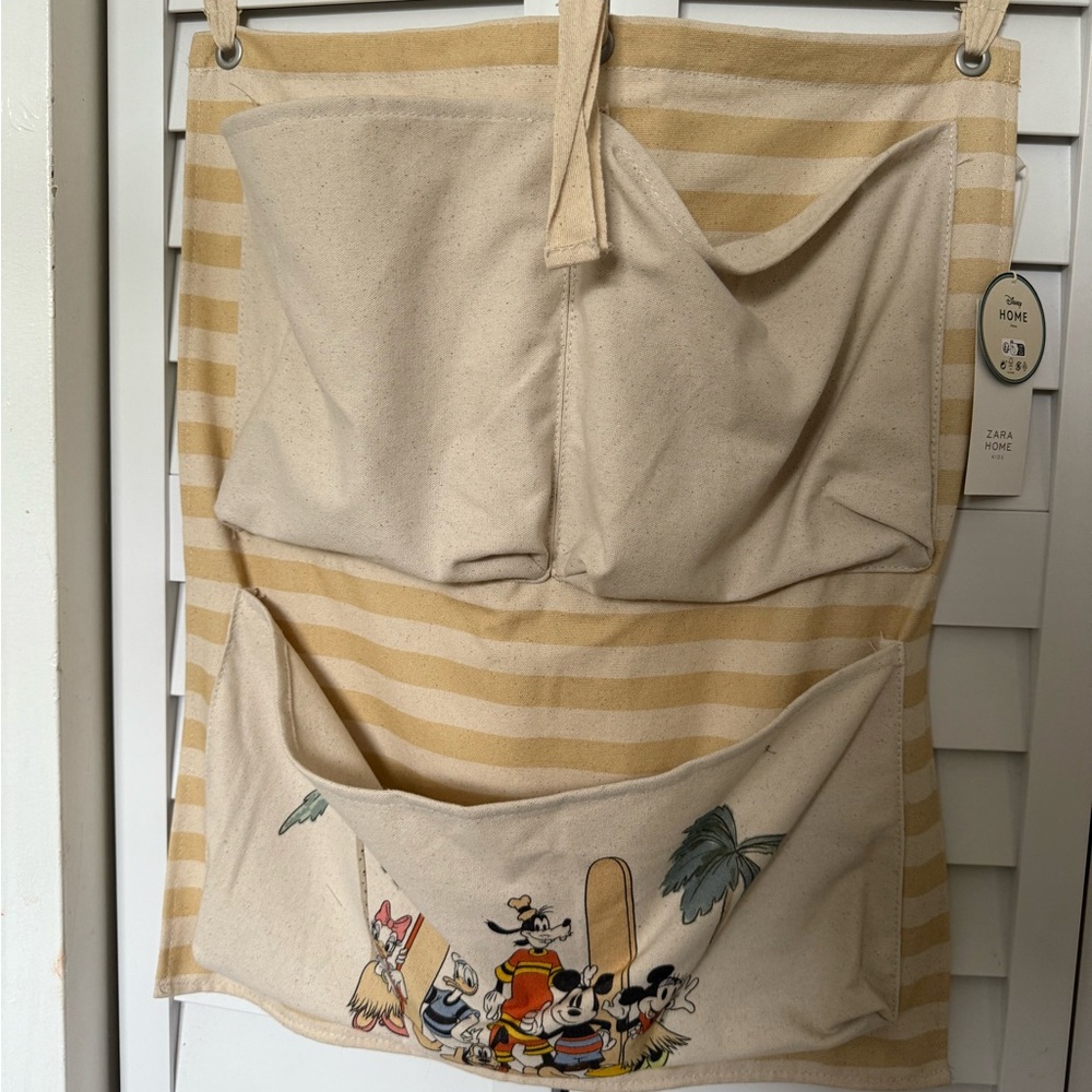 Zara Disney Mickey Mouse kids room  Striped Hanging Organizer with Cartoon Print